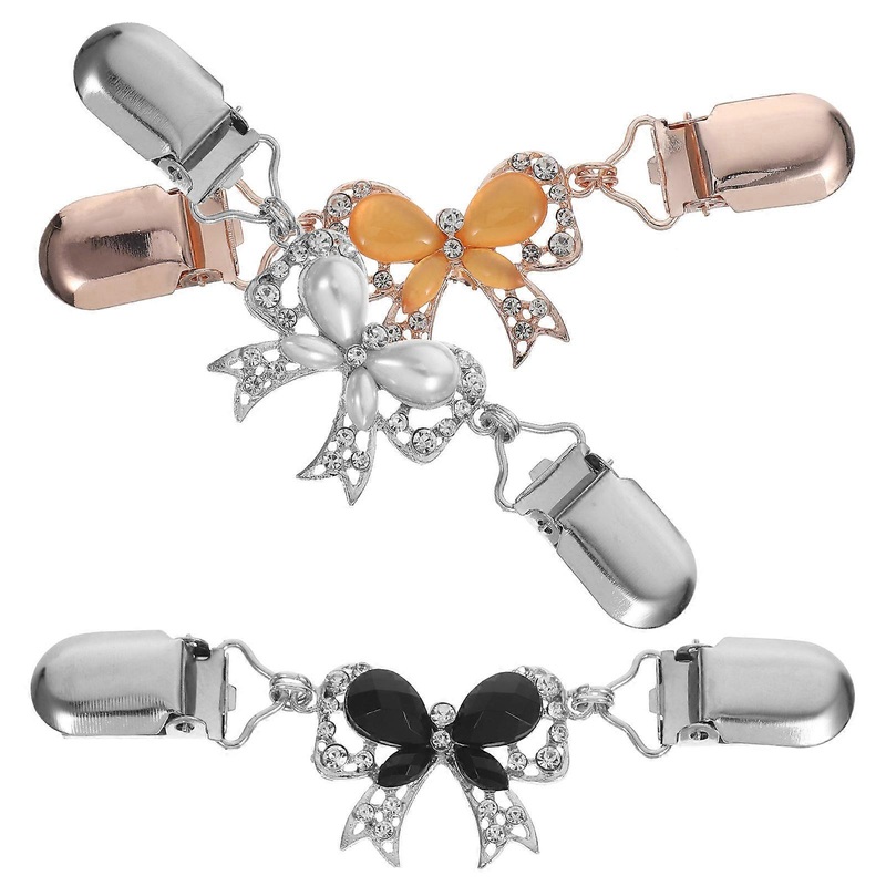 Sweater Clips Cinch Clips Creative Crystal Bowknot Sweater Chain Holding Fabric Together White 3Pcs | Fruugo SG