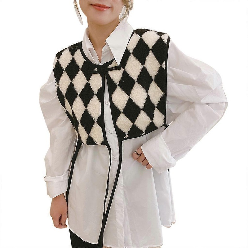 Triangular Shawl Wraps For Women Vests Fashion Women Crochet Fake Collar Sunscreen Shawl Air Conditioned Room Protector  Black and white square | Fruugo SG