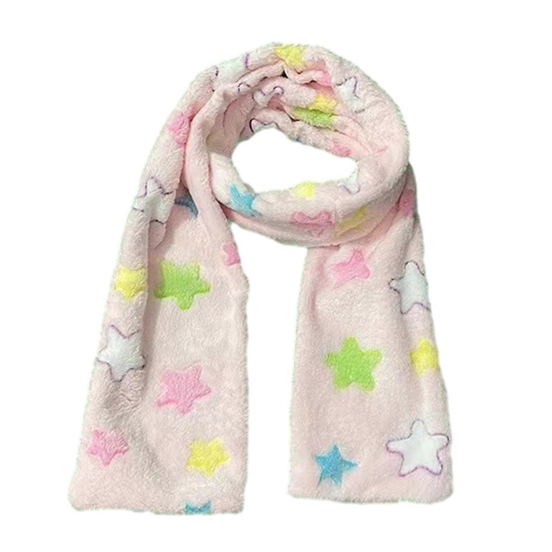 Versatile Furry Scarf with Cute Pattern Scarf Thickened Star Scarf for Winter Fashionable Star Warm Scarf  Pink | Fruugo SG