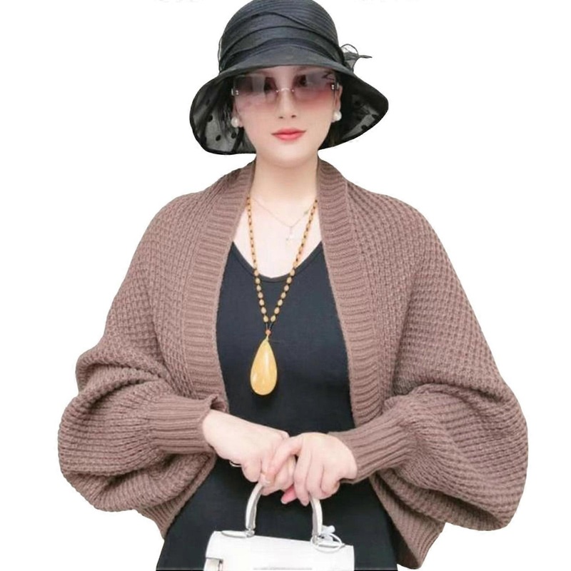 Autumn Winter Knitting Shawl Ribbed Trim Long Sleeve Open Front Shawl Wrap Solid Color Ribbed Trim | Fruugo SG