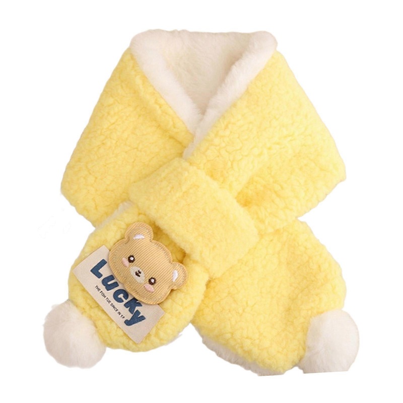Cute Bear Pattern Kids Plush Scarf Warm & Stylish Scarf Kids Neck Warmer with Bear Embroidery Secure Fastening Kid Scarf  Pudding yellow | Fruugo SG