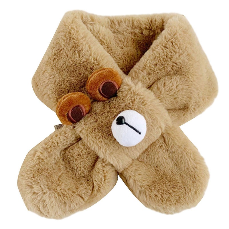 Cute Bear Scarf for 3-10Y Kids Cartoon Plush Neck Scarf Winter Warm Neckwrap Boys Girls Unisex Neck Wear Cross Scarf  khaki | Fruugo SG