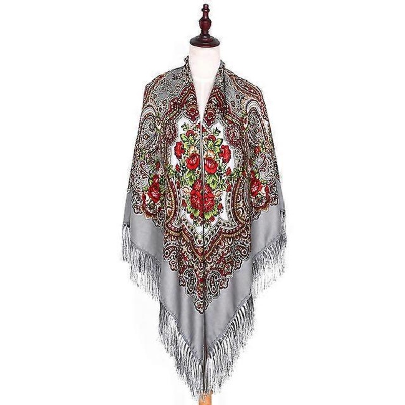 JWL-Winter Blanket Shawl Russian National Babushka Oversize Retro Women Tassel Foulard Ethnic Square Poncho Hijab 160cm Wrap Scarf | Fruugo SG