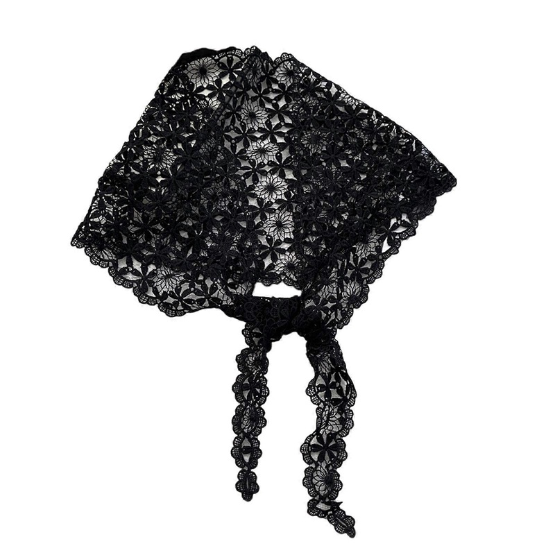 Multiuse Triangular Lace Scarf Hollowed Flower Headwrap For Women Summer Vacation Fashion Neck Scarf for Music Festival  Black | Fruugo SG