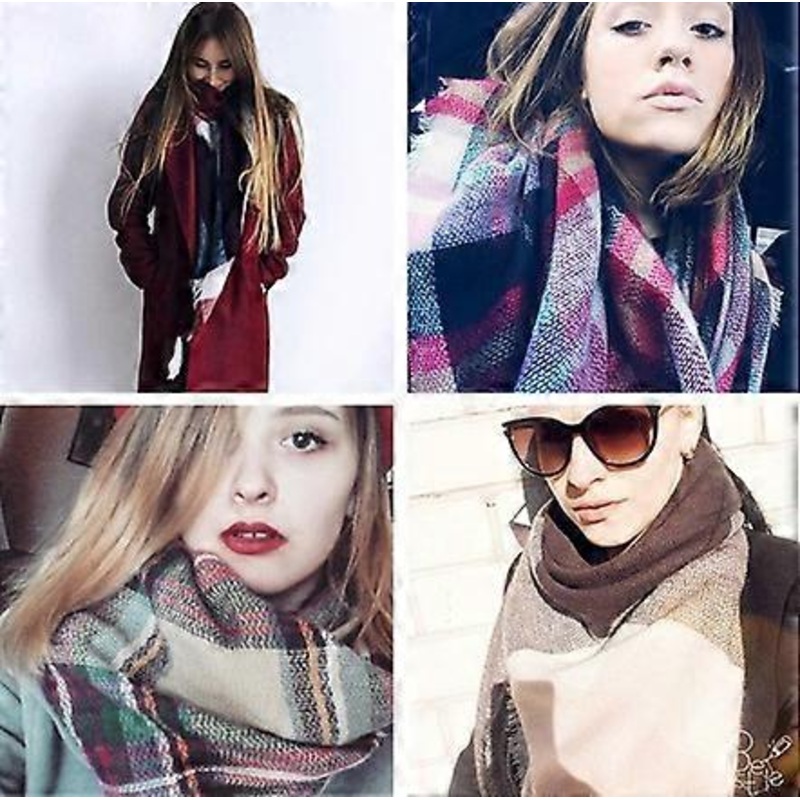 Women’s Autumn Winter Scarf Imitation Cashmere Chequered Blanket Scar | Fruugo SG