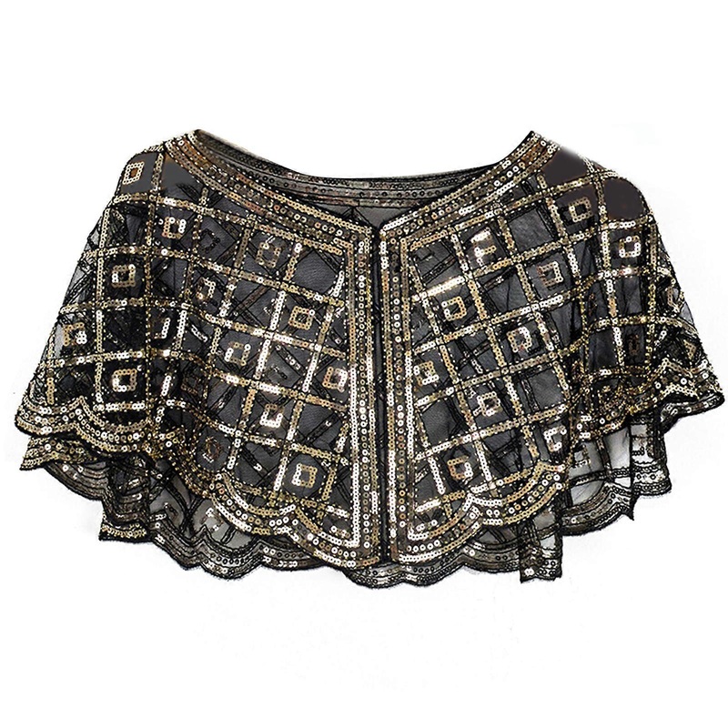 1920s Glistening Shawl for Women Flapper Evening Dress Accessories for Prom Women Wrap Shrug Scarf Elegant Sequins  black gold | Fruugo SG