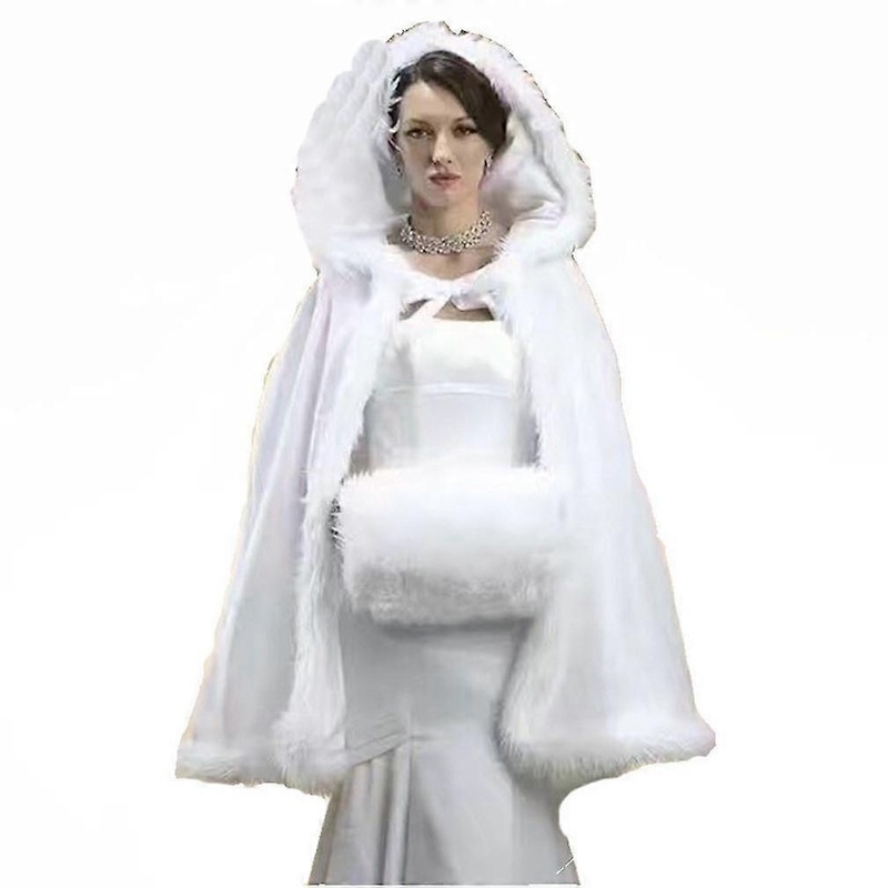 Bridal Hooded Cape Faux Fur Shawl Long White Warm Poncho | Fruugo SG