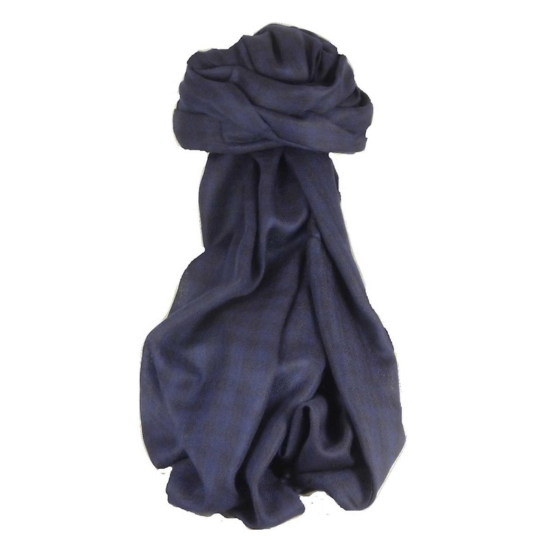 Cashmere Srinagar Muffler Scarf Small Check Dark Blue by Pashmina & Silk | Fruugo SG
