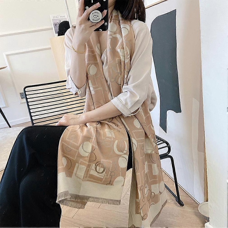 Dual Sided Scarf Elegant Shawl Wrap Warm Poncho with Tassel for Lady | Fruugo SG