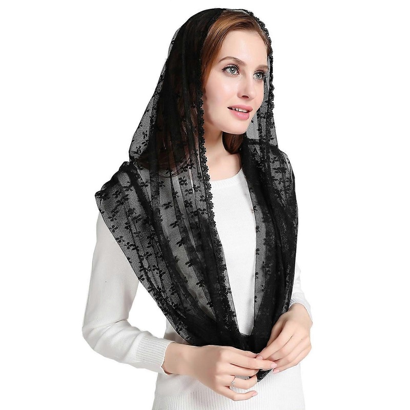 French Lace Mantilla Veils for Wedding Traditional Hijab Veils Church Head Covering for Religious Ceremony Catholic Prayer  Black | Fruugo SG