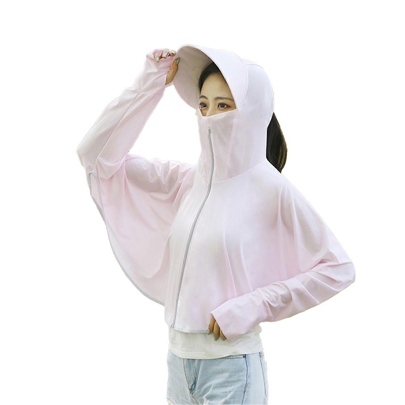 Light Pink Women Sun Protection Clothing Ice Silk Sun Protection Zip Up Hoodie Jacket Long Sleeve Shawl | Fruugo SG