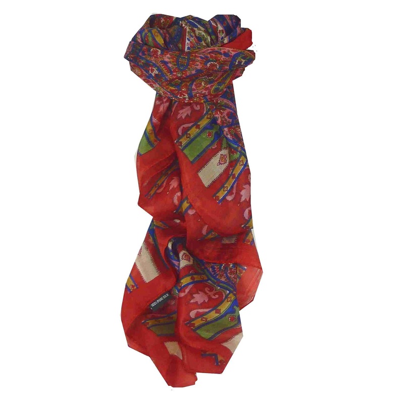 Mulberry Silk Traditional Square Scarf Aimee Red by Pashmina & Silk | Fruugo SG
