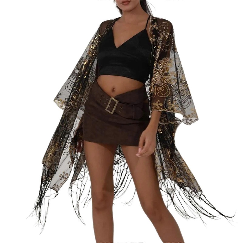 Sequins Embellished Shawl Fashionable Elegant Shawl Women Evening Capes for Parties and Weddings  Black | Fruugo SG