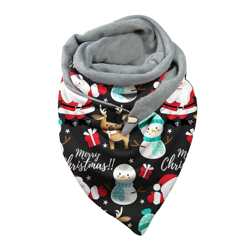 women winter christmas print button soft wrap casual warm scarves shawls | Fruugo SG