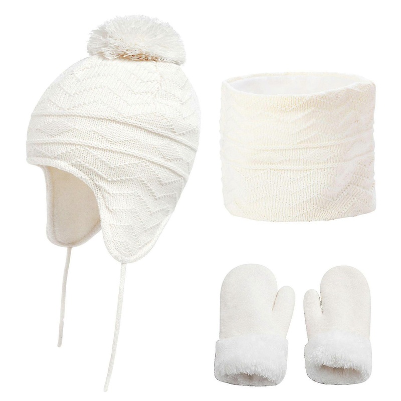 3 Pieces Wi Hat Scarf Gloves Set For Kids, Knit Thick Warm | Fruugo SG
