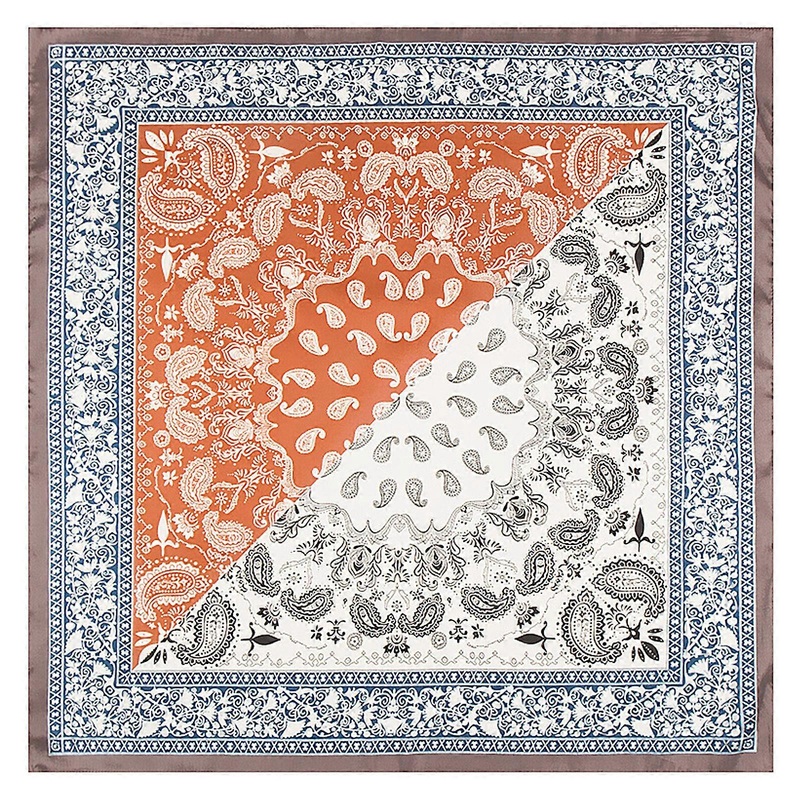 60x60cm Neckerchief Stylish Bohemian Inspired Cashew Scarf with Color Matching Designing for Everyday or Travel Wear  Orange and white | Fruugo SG