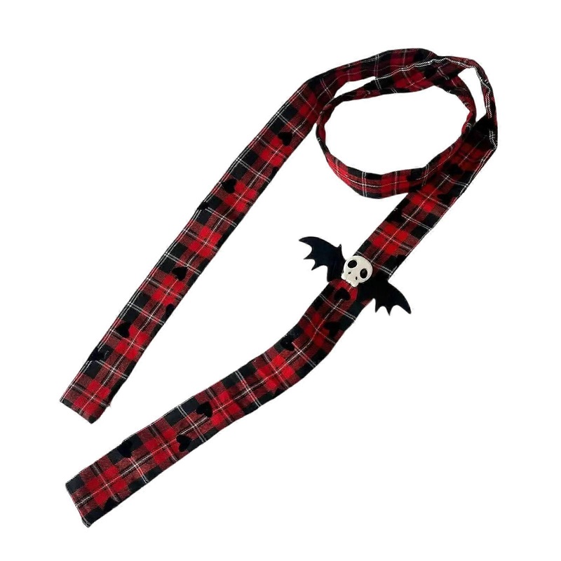 Dark Series Bat Plaided Scarf for Female Girl All Matching Skinny Scarf Anime Costume Props Scarf Streetwear Neckwrap  Red | Fruugo SG