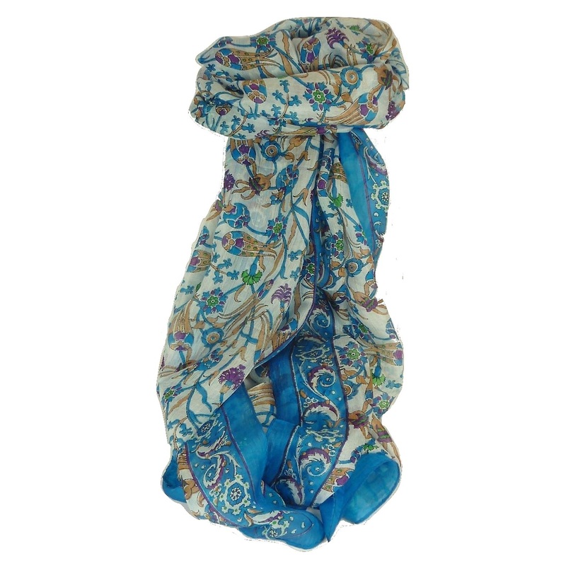 Mulberry Silk Contemporary Long Scarf Mantri Aquamarine by Pashmina & Silk | Fruugo SG