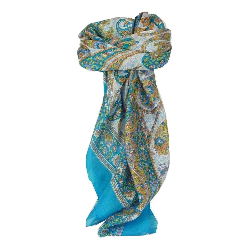 Mulberry Silk Traditional Square Scarf Hindon Aquamarine by Pashmina & Silk | Fruugo SG