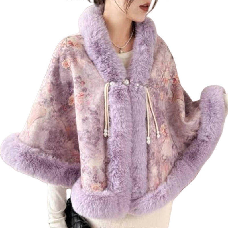 Winter Warm Shawl Large Plush Shawl Winter Coat Artificial Furs Wedding for Cold Weather Comfort  Purple | Fruugo SG