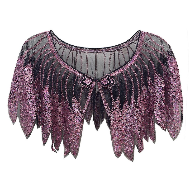 1920s Sequined Shawl Wrap Glittering Evening Capes Shoulder Wrap for Wedding Dresses and Party Outfit All Matching  Black and purple | Fruugo SG