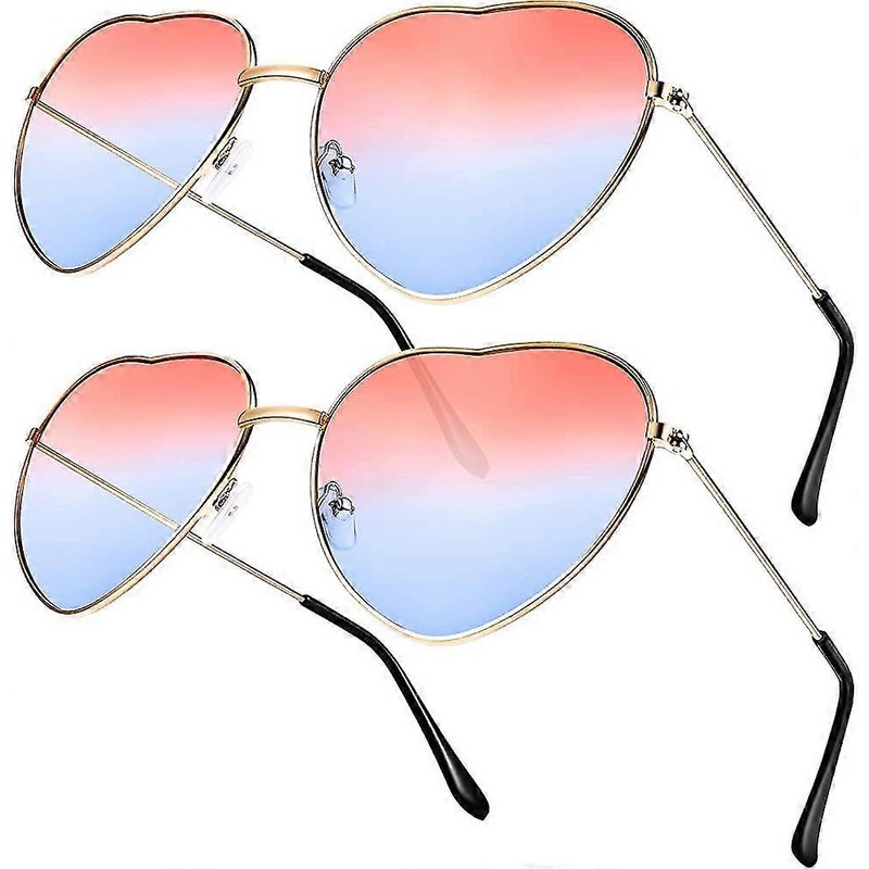 2 Pairs Hippy Specs Glasses Heart Shaped Sunglasses For Hippie Fancy Dress | Fruugo SG