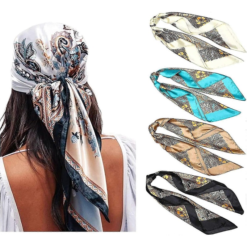 90x90cm Large Stain Square Scarves For Women 4 Pcs Women Silky Like Head Scarf Bandanas Hair Olaof Scarf | Fruugo SG