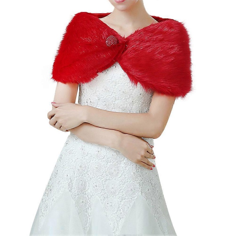 Bridal Cape Wedding Dress Shawl Imitative Rabbit Hair Warm Photo Prop Red Elegant Lady 1Pack | Fruugo SG