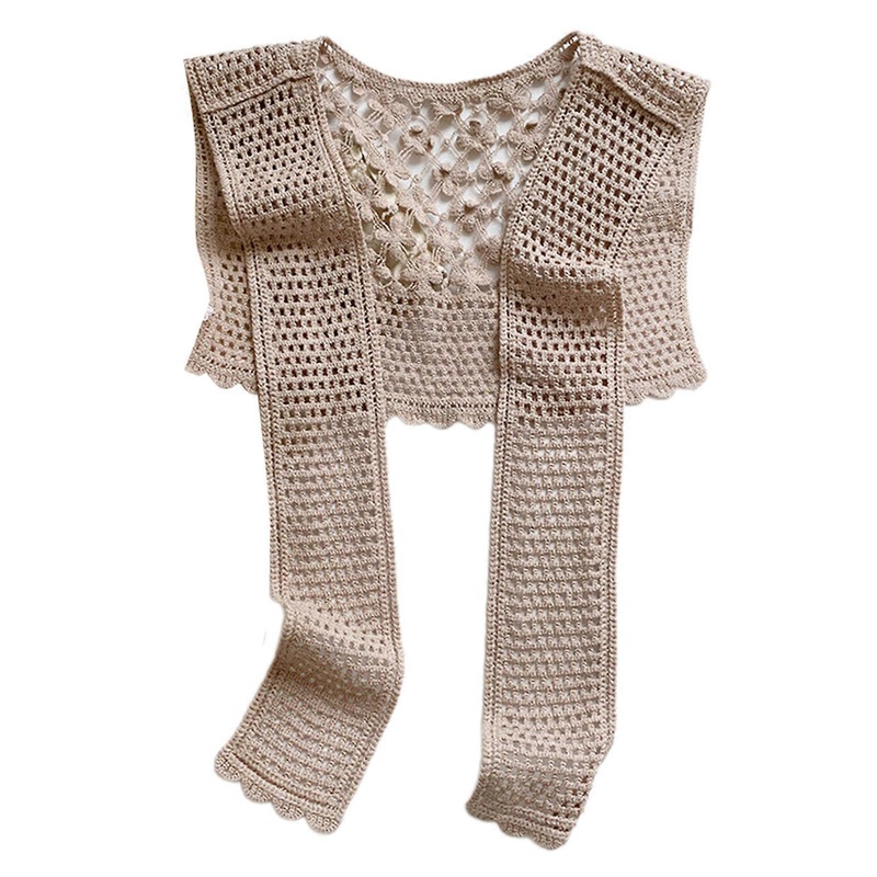 Decorative Hollowed Shawl Wrap Knitted Neck Scarf Breathable Thin Knitwear Ponchos for Outdoor Vacation Sunproof Scarf  695 khaki | Fruugo SG