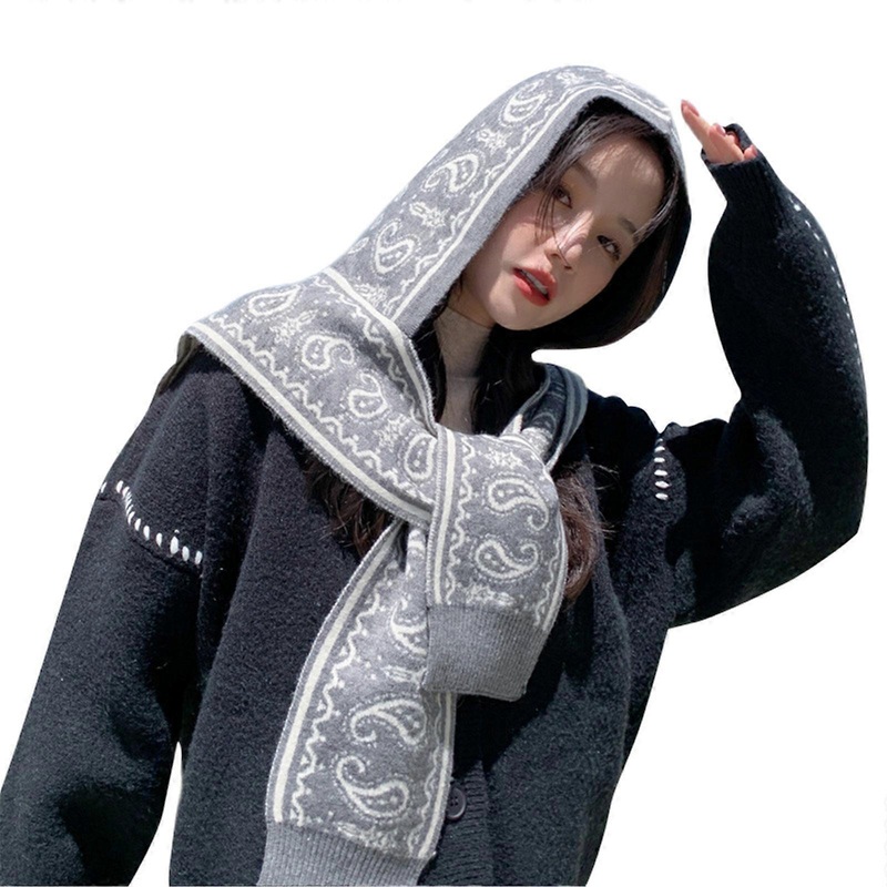 Hooded Shawl Wrap Crochet for Head Scarf One Piece Scarf Crochet Knit Hat For Women Hooded Hat Hooded Scarf Hat  Gray | Fruugo SG