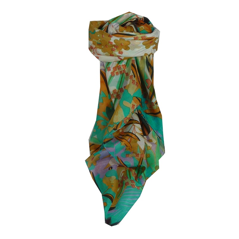 Mulberry Silk Contemporary Square Scarf Solti Teal by Pashmina & Silk | Fruugo SG
