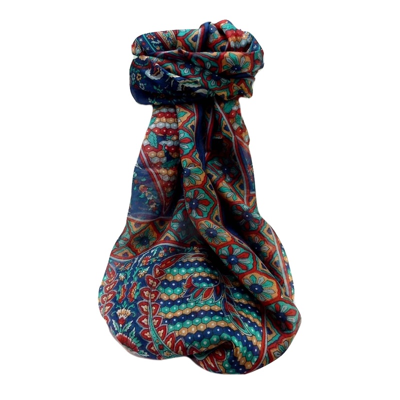 Mulberry Silk Traditional Long Scarf  Shakila Navy by Pashmina & Silk | Fruugo SG