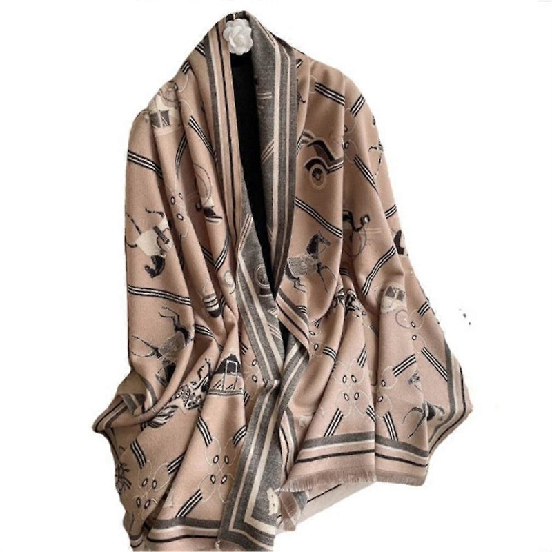 Pashmina Scarf with Jacquard Horse Pattern Shawl Fashion Warm Thicken Wrap for Lady | Fruugo SG