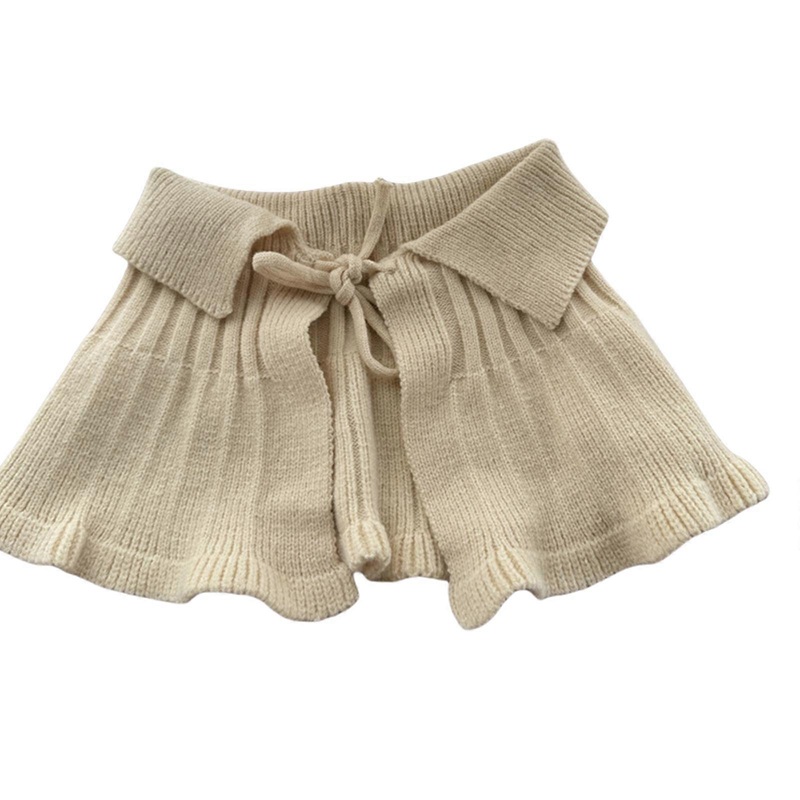 Solid Color Knitted Shawl for Baby Girls, Soft & Comfortable Warm Strap Tied False Collar Children Removable Collar Beige | Fruugo SG