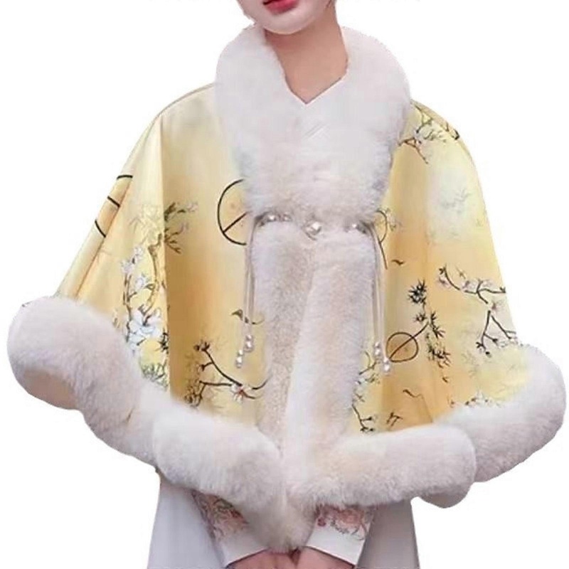 Stage Performances Shawls Plush Widened Thick Imitation Furs Female Shawl Suitable for Various Body Types  Yellow | Fruugo SG