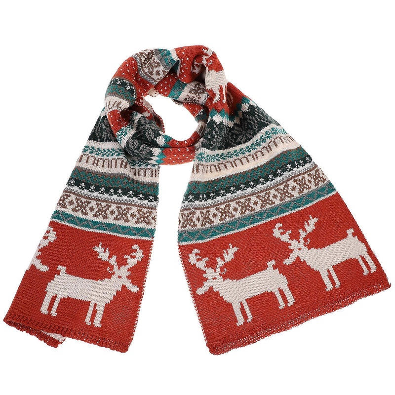 Winter Warmth Cute Scarf Shawl Wrap Deer Pattern Xmas Clothing Multi 170X30cm Imitation Silk Christmas present 1Pcs | Fruugo SG