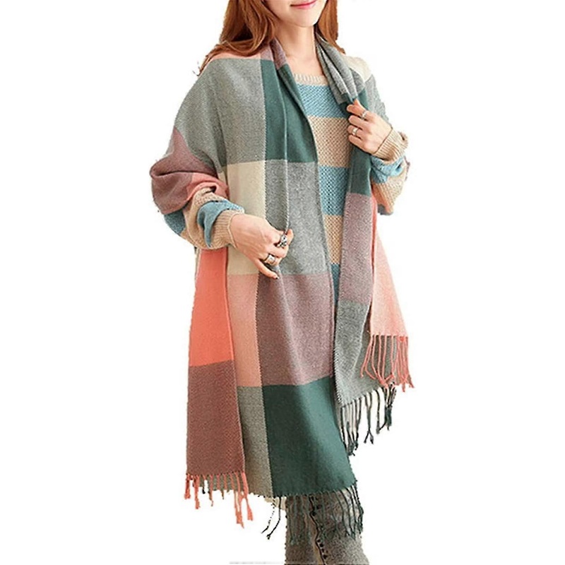 Women Scarves Winter Long Soft Warm Tartan Check Wraps Wool Spinning Tassel Shawl Stole Olaof Scarf Ladies | Fruugo SG