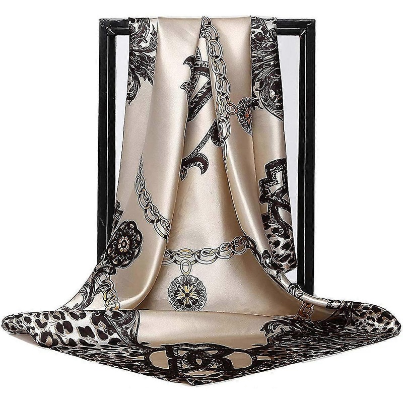 Women Silk Scarf Belt Pattern Large Square Satin Head Scarf Headdress 35 | Fruugo SG