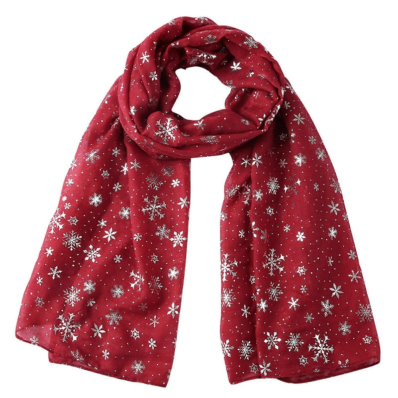 Delicate Christmas Scarf for Ladies Masquerade Foil Print Scarfs Wedding Party Windproof Scarf with Snowflake Print  Burgundy | Fruugo SG
