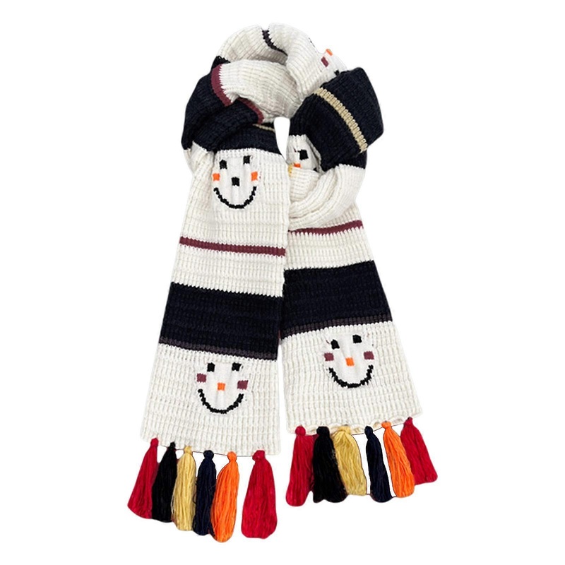 Lovely Smile Face Fringed Scarf for Adult All Matching Knitting Long Scarf Pilling Resistant Streetwear Photo Neck Wrap | Fruugo SG