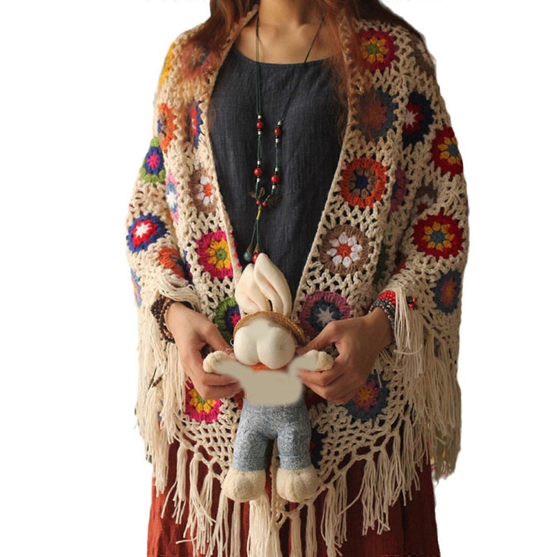 Women Cardigans Winter Hollowed Floral Printed Art Fashion Functional Soft Wrap Casual Warm Scarves Shawls for Mother | Fruugo SG