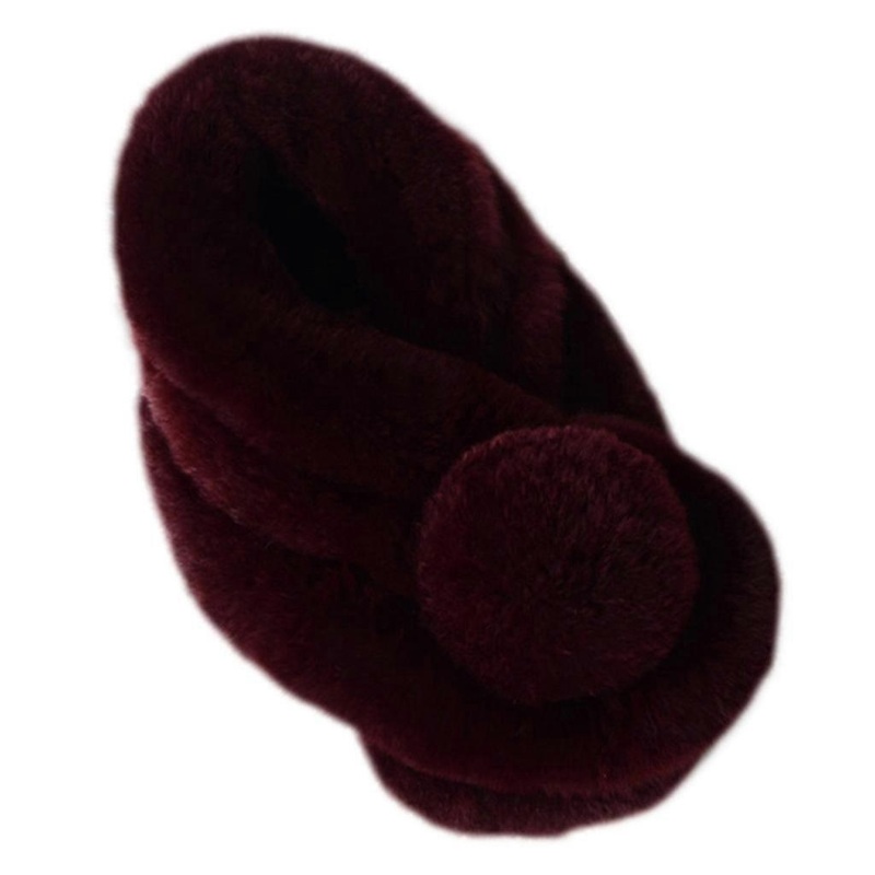 Women Girls Winter Fluffy Plush for Cross Collar Scarf Shawl Wrap Cute Pompom Ball Neckerchief Outdoor Windproof Thicken Neck Warmer Shrug  Burgundy | Fruugo SG