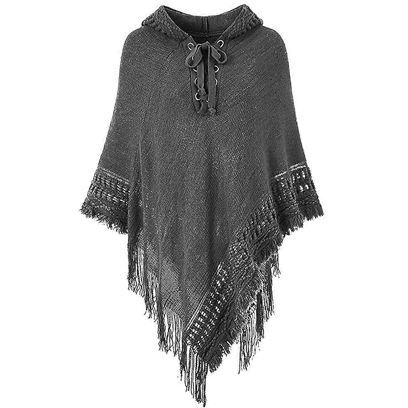 Hoodie Poncho Winter Shawl Wrap With Tassel For Lady | Fruugo SG