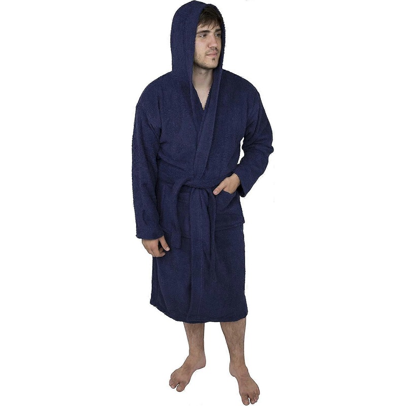 Men’s Hooded Bathrobe Terry Cotton Cloth Robe Shawl Collar Bathrobe for Mens | Fruugo SG