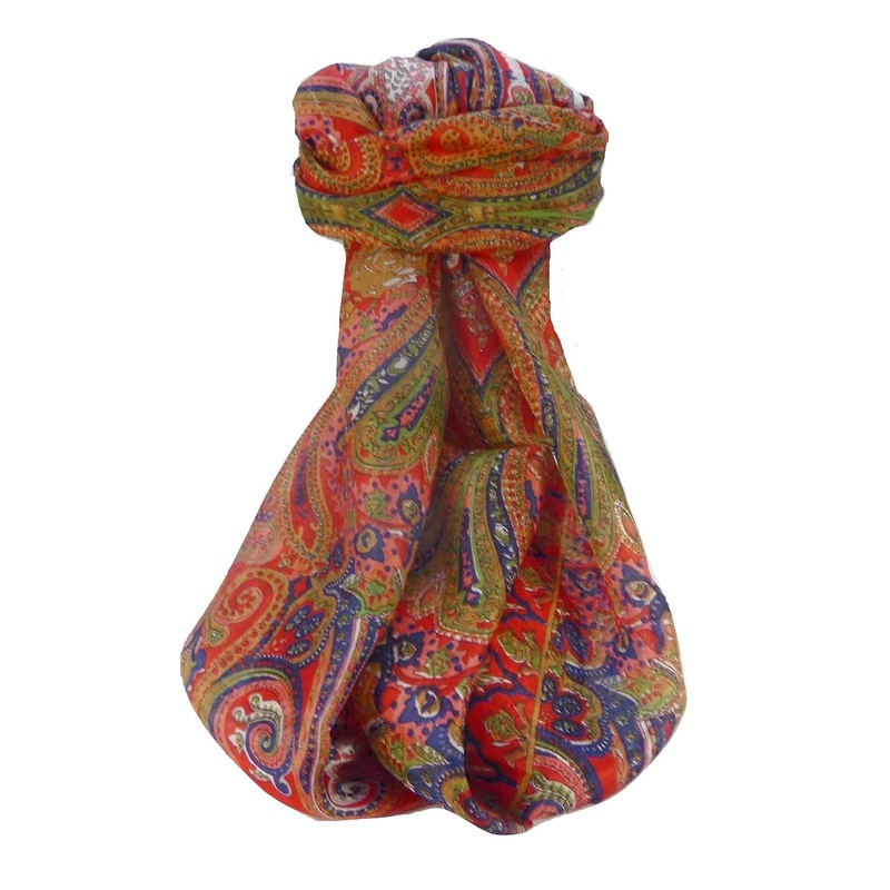 Mulberry Silk Traditional Long Scarf Monali Scarlet by Pashmina & Silk | Fruugo SG
