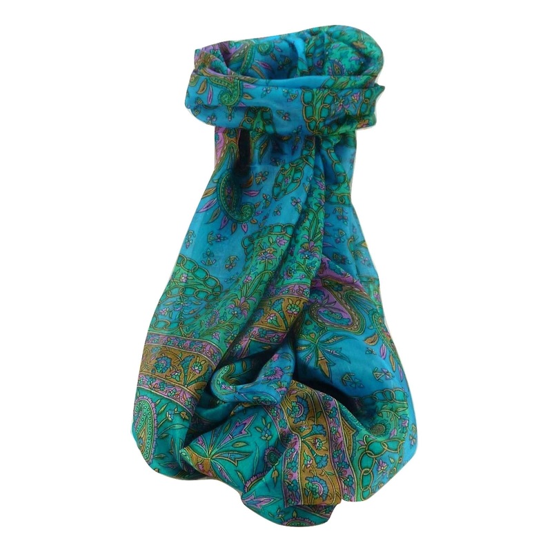 Mulberry Silk Traditional Long Scarf Sarayu Aqua by Pashmina & Silk | Fruugo SG