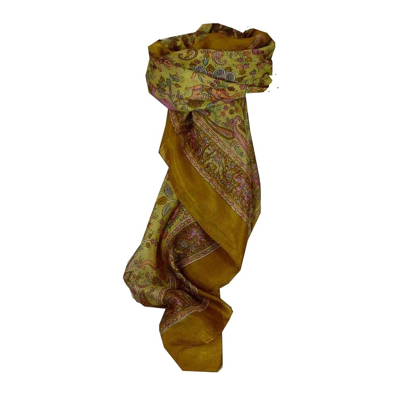 Mulberry Silk Traditional Square Scarf Abhan Caramel by Pashmina & Silk | Fruugo SG
