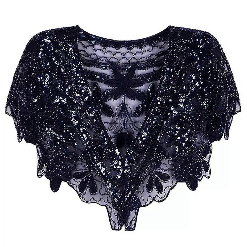 Woman Beaded Shawl for Wedding Church Banquets Camping Travel Lightweight Shawl Breathable Beaded Shawl with Embroidery  Navy Blue One Size | Fruugo SG