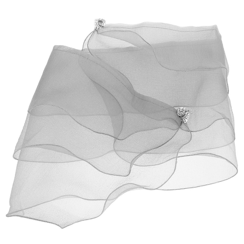 Wraps Bridal Chiffon Bridal Shawl Three-Layered Polyester Grey 47.50X29.00X0.70CM Rolled Edge 1Pack | Fruugo SG