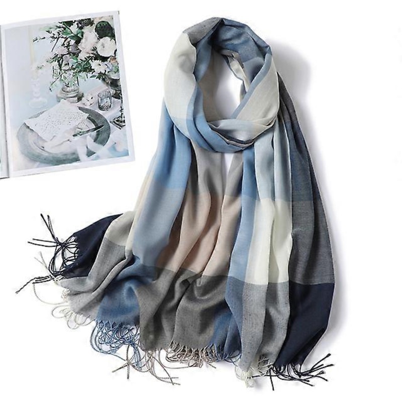 2022 Plaid Women Hijab Scarf Pashmina Lady Shawls Foulard Headband Tassel Cashmere-like Winter Scarves Warm Female Wraps Bandana | Fruugo SG